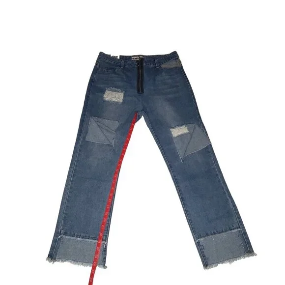 The Rockn Rev Jeans Women's Size 8 Step Hem Straight Leg Distressed Jeans NWT - Picture 8 of 15